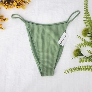 PACSUN Eco Green "Avalon" Terry Ribbed High Cut Bikini Bottom